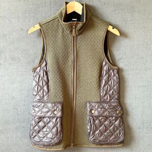 Dale of Norway Vest Olive Green Wool/Brown Quilted Zip Water Repellent-Women's S